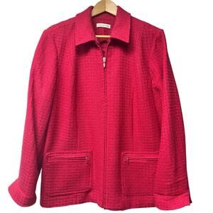 Coldwater Creek Plus Size 18W Knit Jacket Blazer Sweater Bright Pink Full Zip